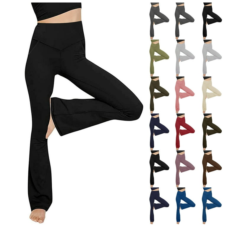 Womens Tall Yoga Pants 36 Inseam High Waist Flare Yoga Pants Long Leggings  Solid Strethcy Yoga Fitness Women's Waist Pant Color High Yoga Pants Slim