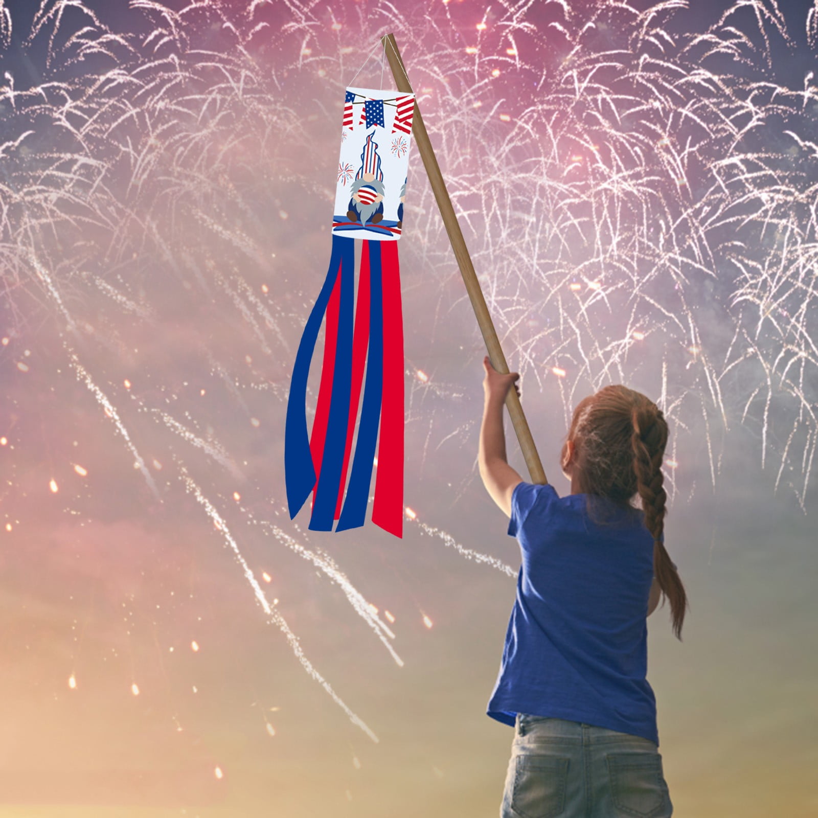 Big Deals! Ggdda Independence Day Flag 2022 Outdoor Wind Bag Courtyard