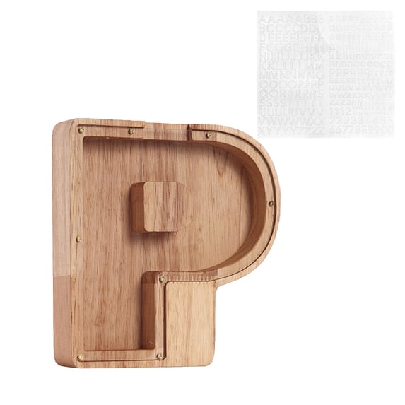 Big Deals Items, Dvkptbk Personalized Wooden Name Money Box Wooden Deposit Box Twenty Six English Letters P