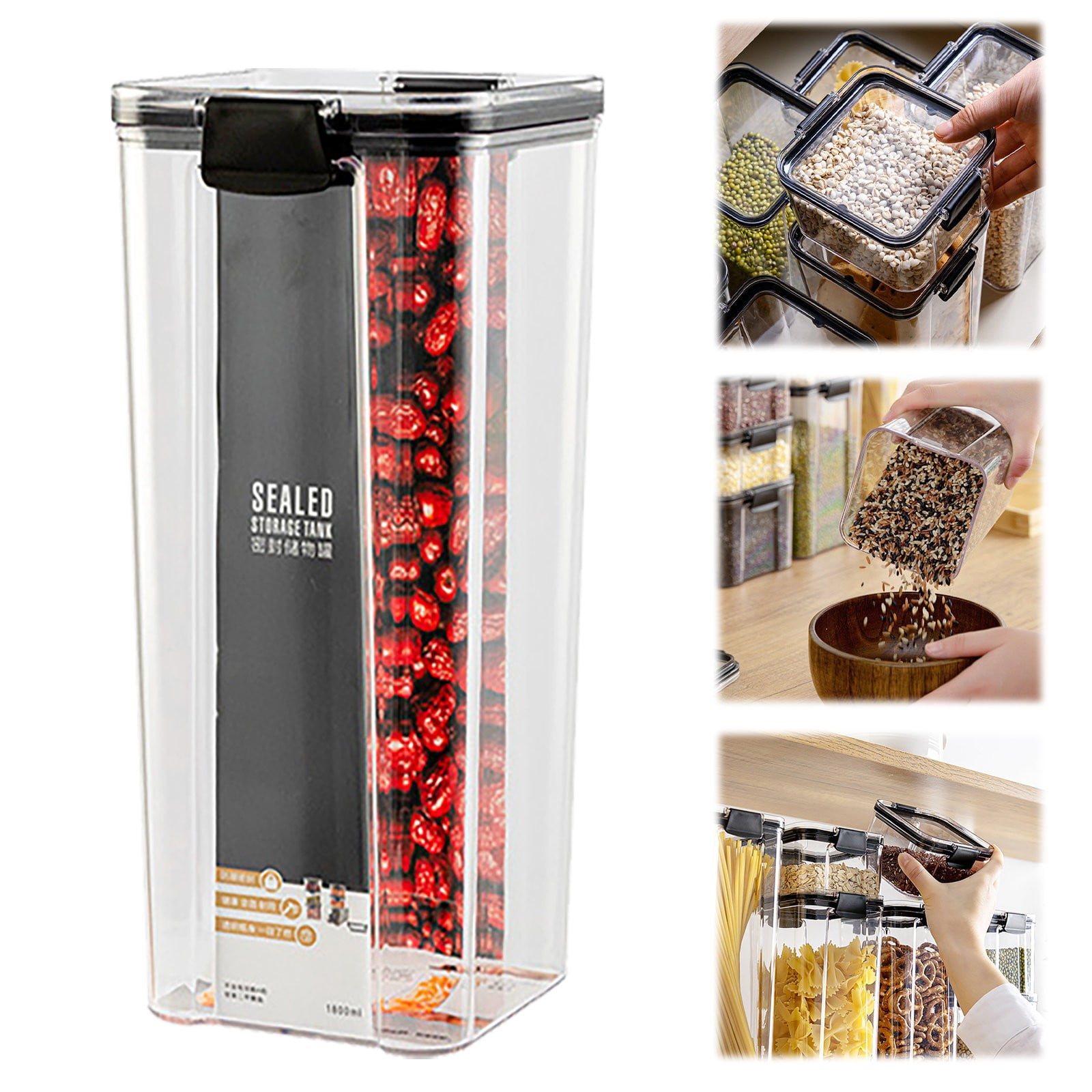 Big Deals！ Sueyeuwdi Airtight 4 Pc Mini Container Set Clear Plastic