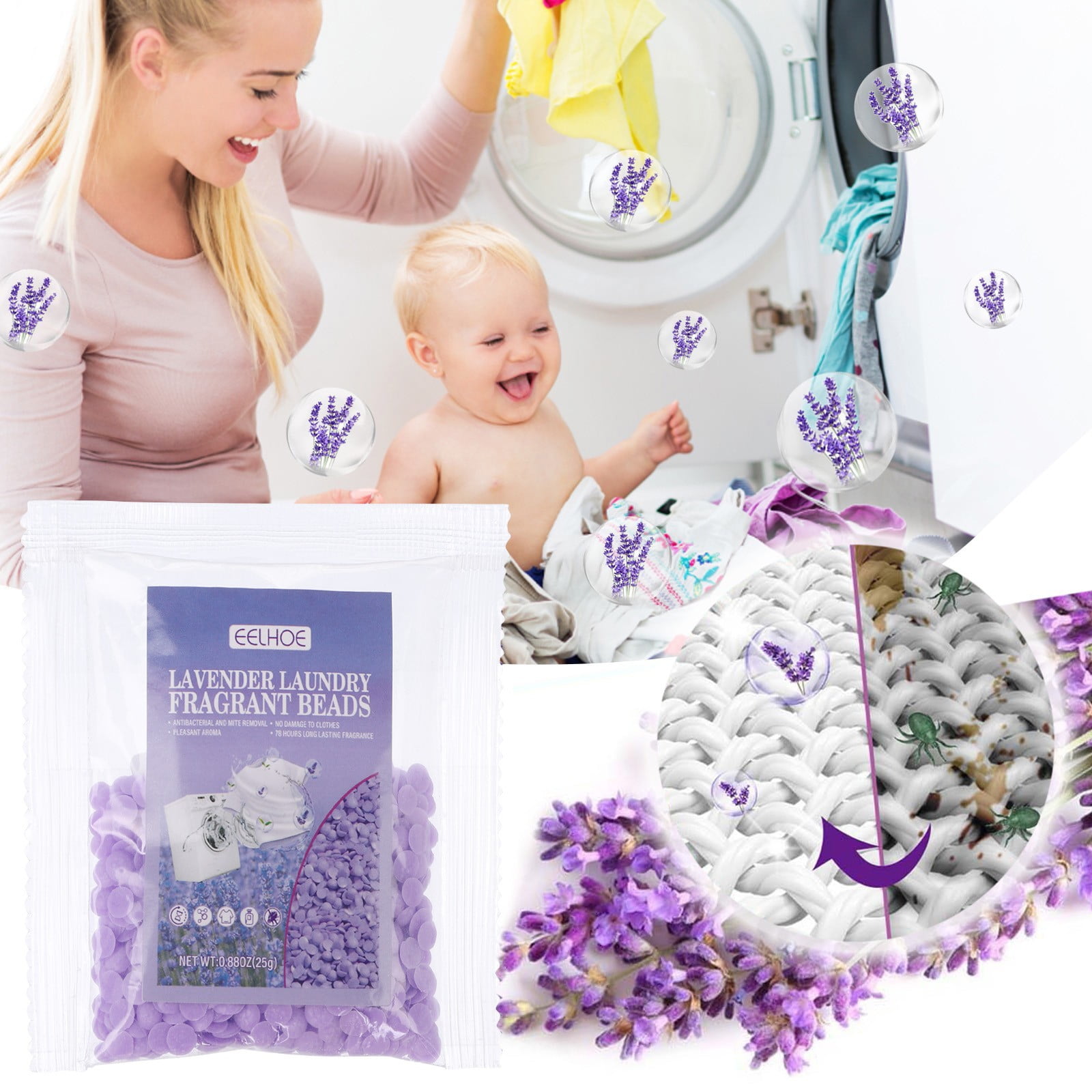 Big Deals！ Sueyeuwdi Lavender Laundry Fragrance Pearl Fragrance Color