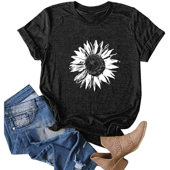 Big Deals! Teen Girls Trendy Stuff Summer Tops for Women 2023 Cute Shirt Gifts for Teen Girls Womens Graphic Tee Cute Outfits for Teen Girls Womens Spring Fashion 2023Cute Shirts(Yc-Black,X-Large)