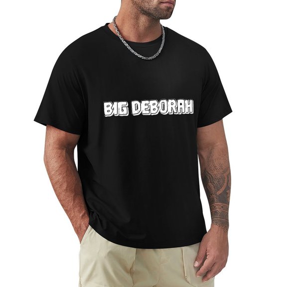 Big Deborah Men's Cotton HD Print Short Sleeve T-Shirt Crew Neck Top Black XL