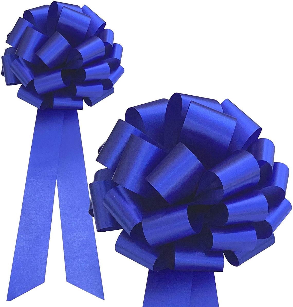 GiftWrap Etc. Big Royal Blue Pull Bows with Long Tails - 9" Wide, Set of 6, 4th of July, America 250 Anniversary, Police Support, Baby Shower, Birthday, Team Colors, Patriotic Parade, School Graduate