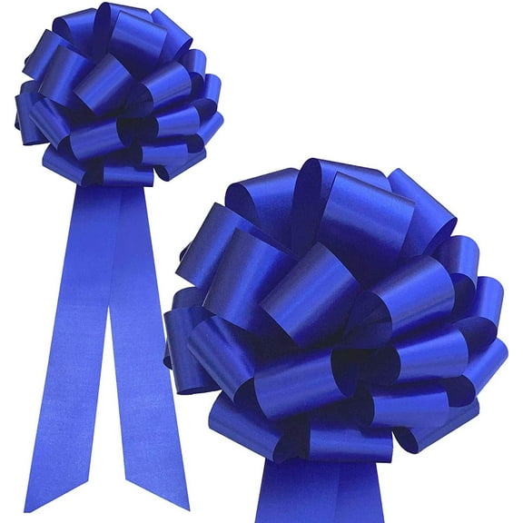 Big Decorative Royal Blue Pull Bows - 9" Wide, Set of 6, 20" Long Tails, Easter, Memorial Day, 4th of July, Birthday, Christmas, President's Day
