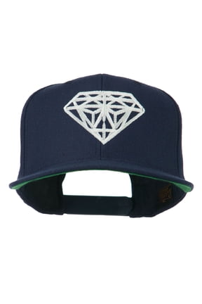 Big Diamond Embroidered Flat Bill Cap - Navy OSFM