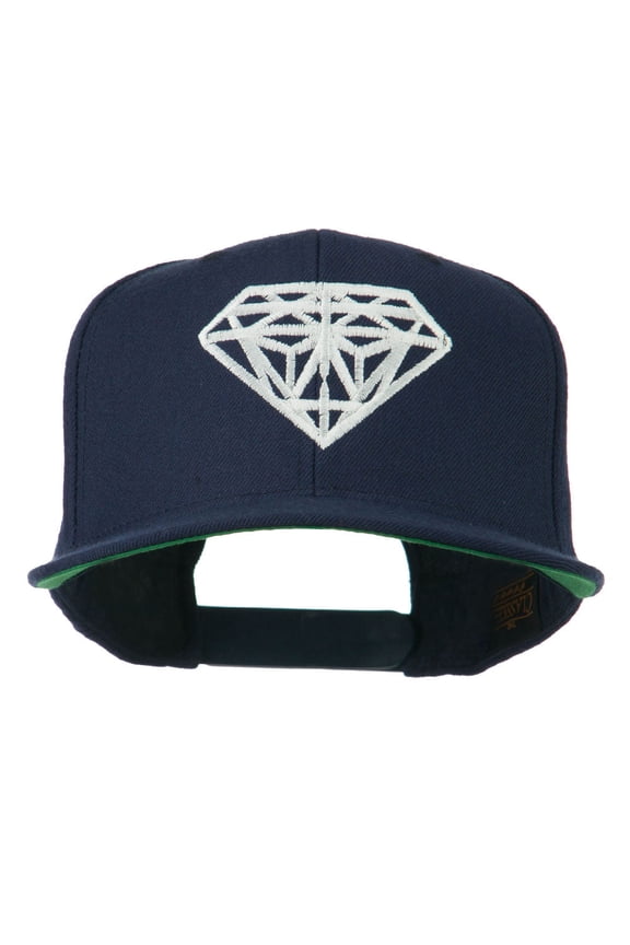 Big Diamond Embroidered Flat Bill Cap - Navy OSFM