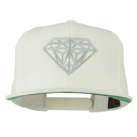 Big Diamond Embroidered Flat Bill Cap - White OSFM