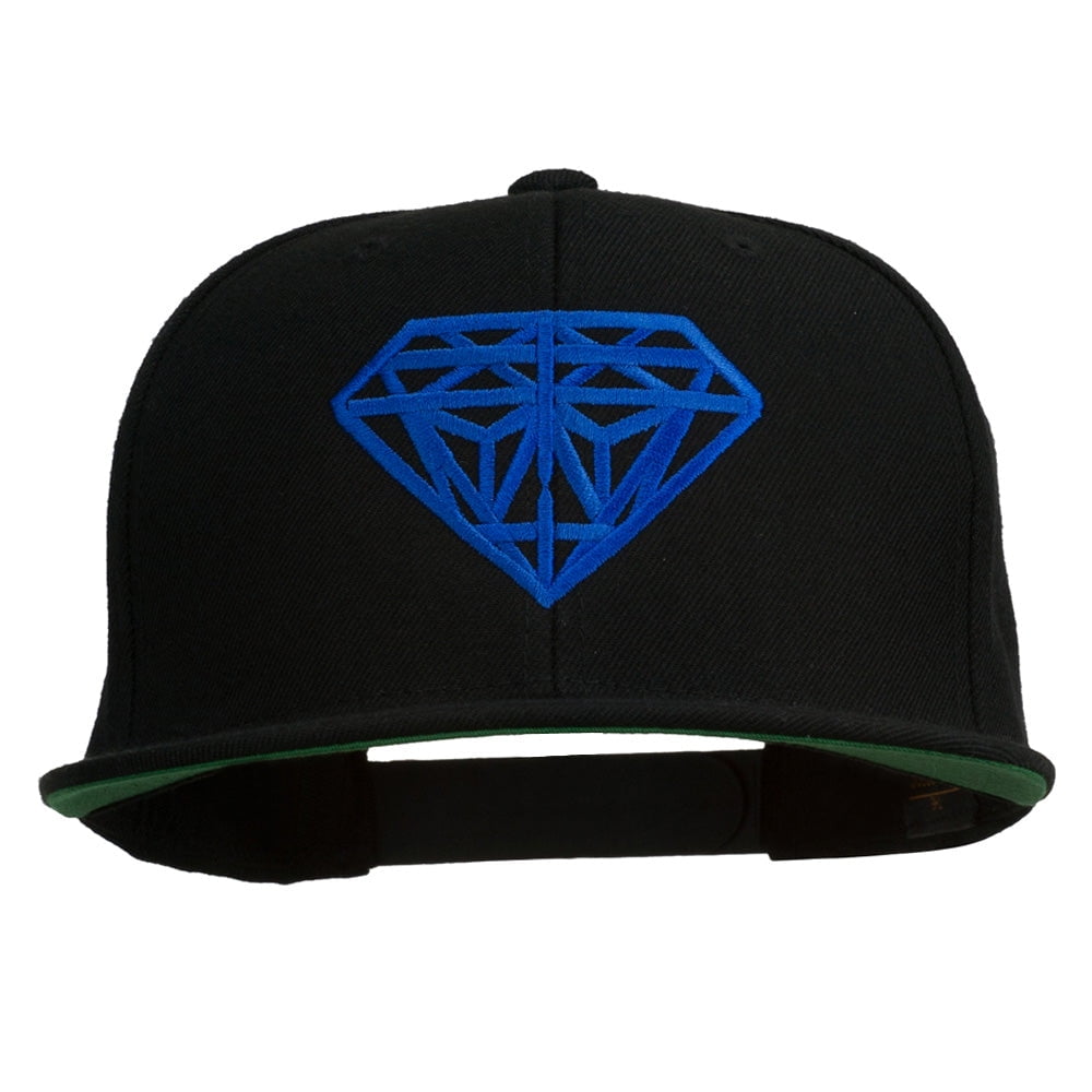 Big Diamond Outline Embroidered Flat Bill Black Cap - Navy OSFM ...
