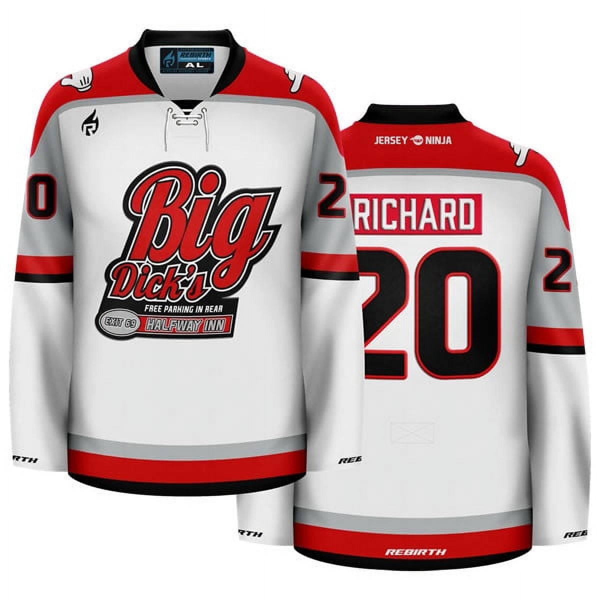 Big Dick's Halfway Inn Red Funny Hockey Jersey - Walmart.com