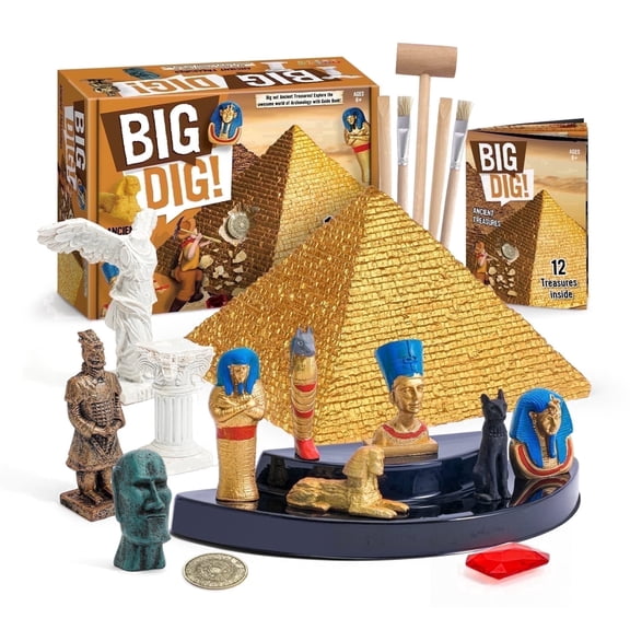 Piano Potato Pyramid Dig Kit for Kids, 12 Global Ancient Civilization Treasures with Display Stand, STEM Archaeology Excavation Toy for Boys & Girls Ages 6-12