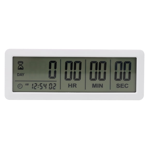 Big Digital Countdown Days Timer Clock - 999 Count Down for Graduation Lab Kitchen (White)