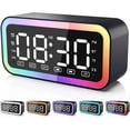 thumbnail image 1 of Alarm Clock with Bluetooth Speaker for Heavy Sleepers, Radio Digital Clock for Bedroom, Colorful LED Lights, USB Charger, LED Display Digital Alarm Clock for Christmas Teens Girls Boys (Black), 1 of 7