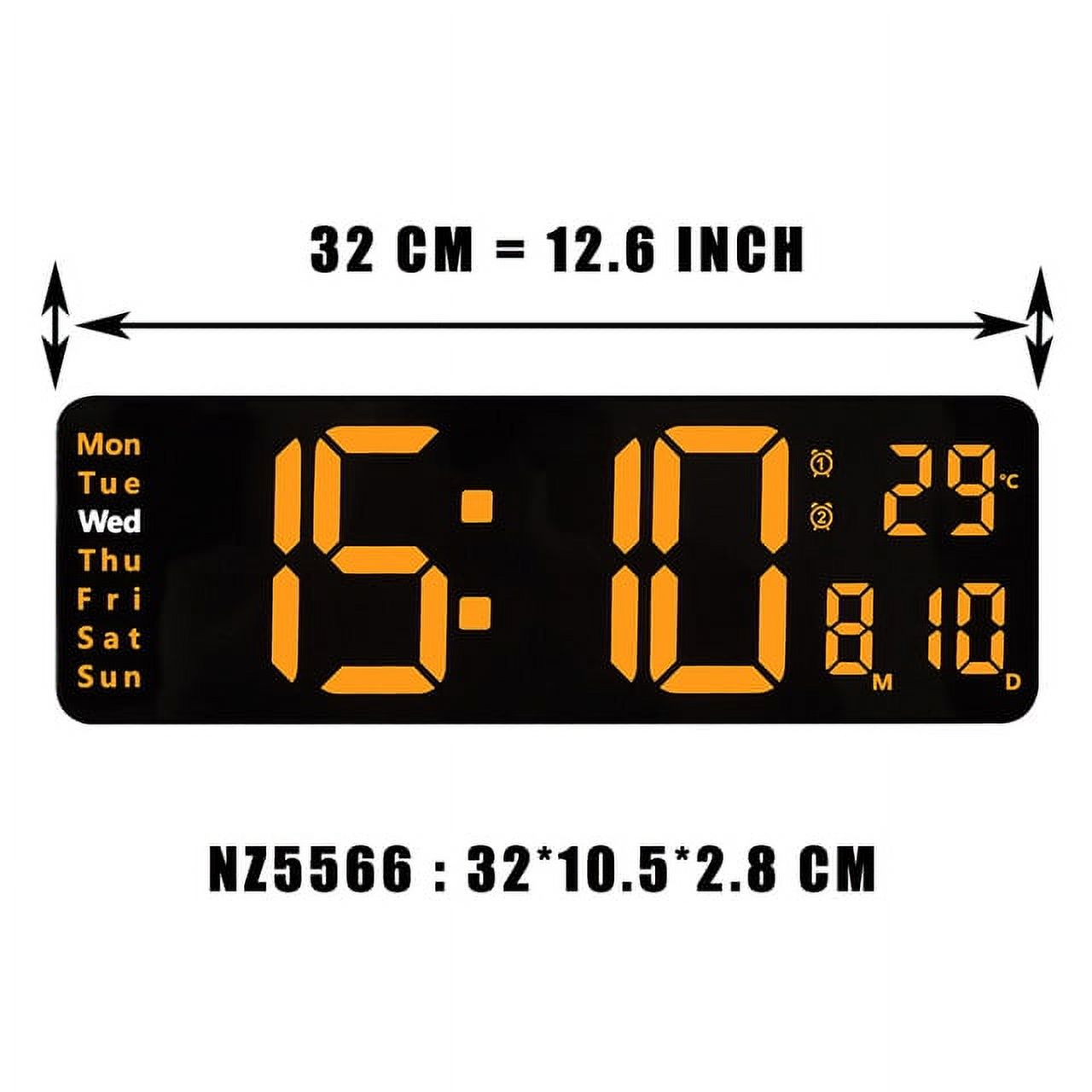 Big Digital LED Wall Alarm Clock with Calendar and Temperature Display