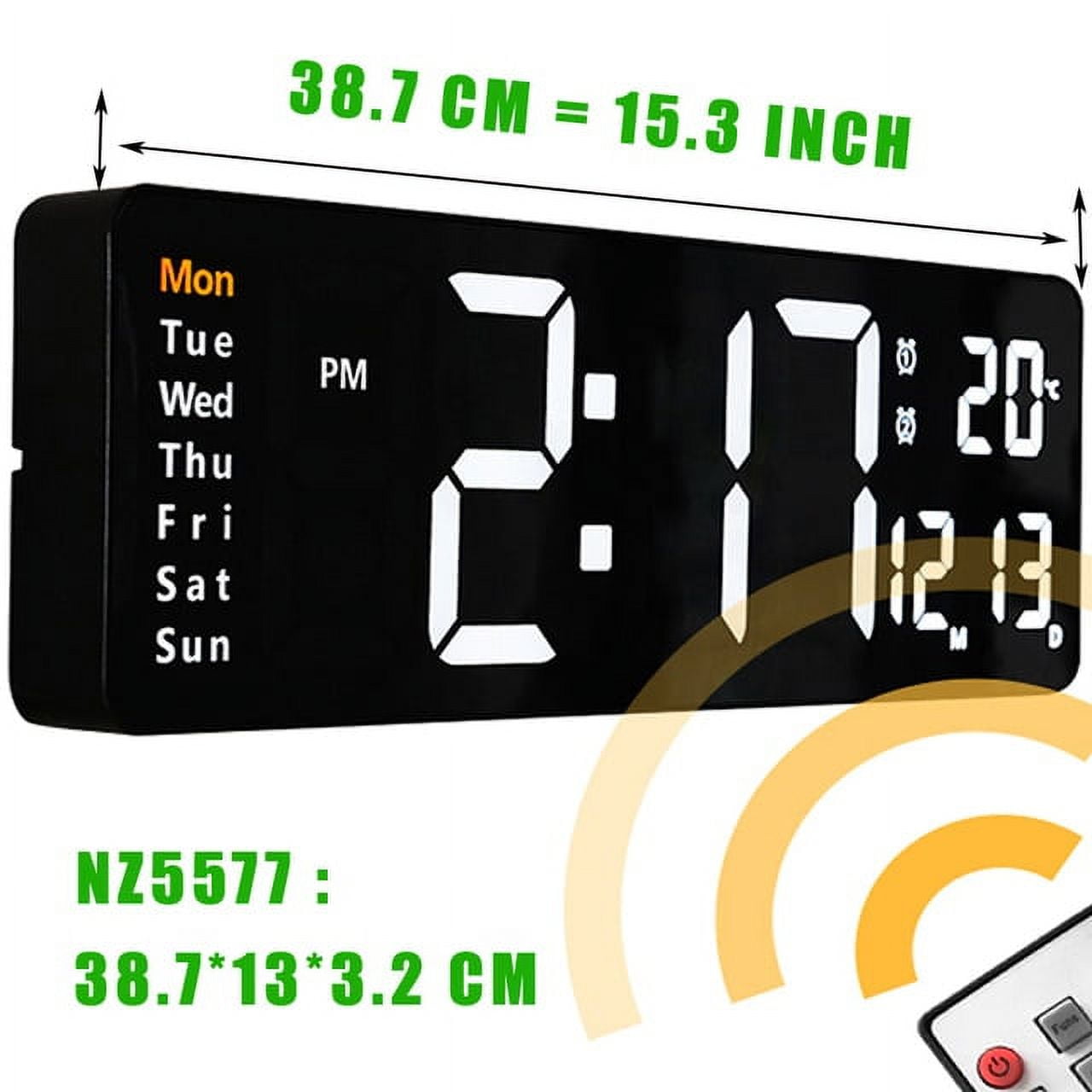 Big Digital LED Wall Alarm Clock with Calendar and Temperature Display