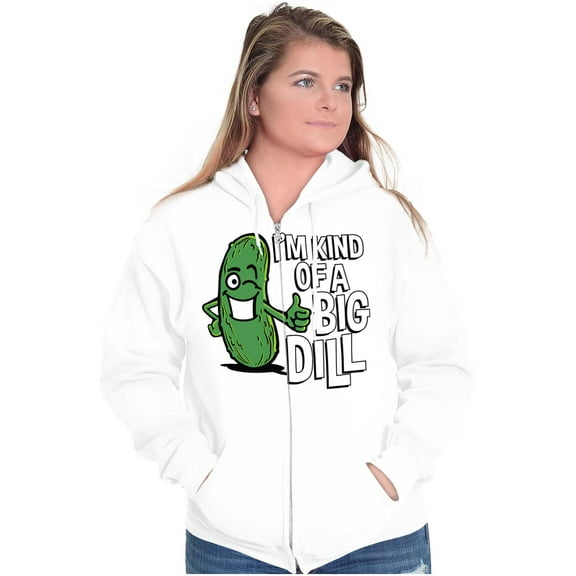 Big Dill Pickle Confidence Humor Zip Up Hoodie Men's Women's Brisco Brands M