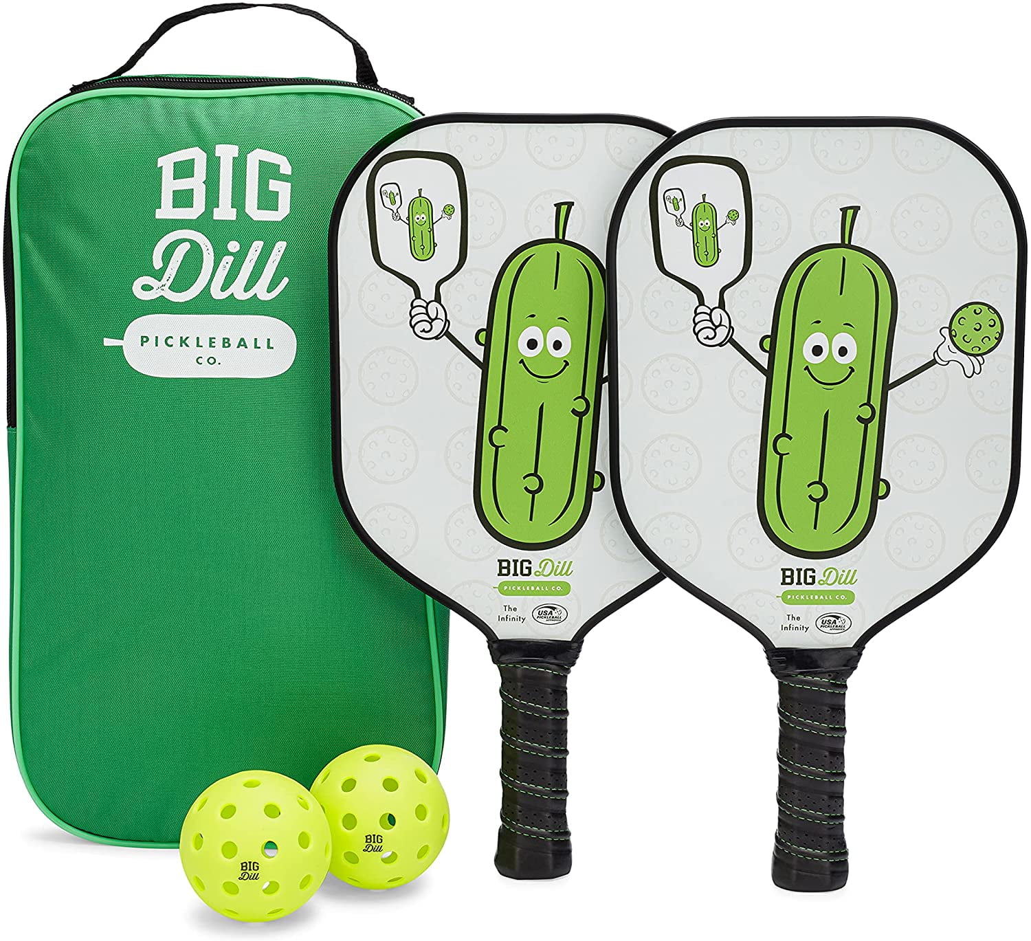 Big Dill Pickleball Co. Infinity Fiberglass Pickleball Paddles Set of 2