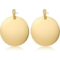 thumbnail image 1 of Big Disc Drop Earrings Gold Dangle Earrings Round Hammered Earrings Women, 1 of 9