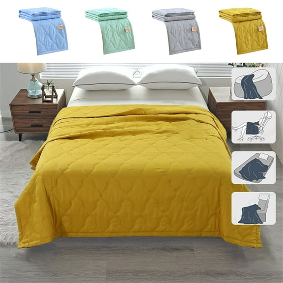 Big Discounts, Vsgery Cool Quilt, Air Conditioning Bedding, Heat Dissipating, Summer Bedding, Bed Quilt, Cooling Quilt, Bed Cover, Sleep Cool, Bed Sheet, Bedding Set|98%Cotton,2%Spandex,Blue