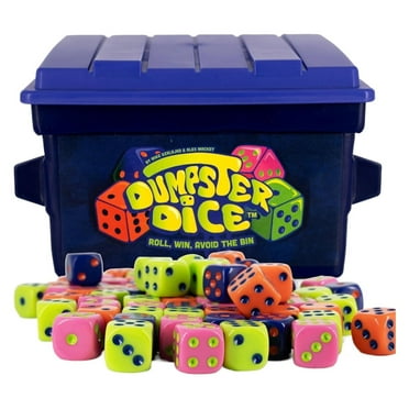 Big Discoveries Dumpster Dice Game | 80 Pack Colorful D6 Dice, Stickers & Trash Bin | 4-Player Fun Board Game | Bulk Dice Set for Classroom, Game Night & Travel
