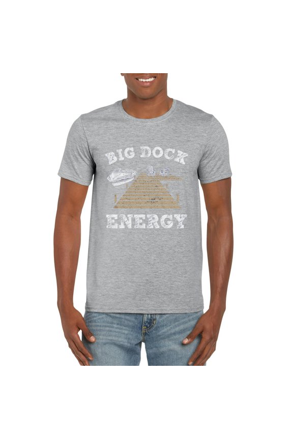 Big Dock Energy Funny Lake Fishing Boating Humor Adult T-Shirt Design, for men & women, up to size 5XL