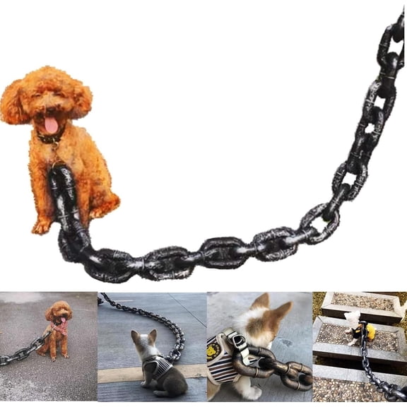 Big Dog Chain Leash, Funny Dog Leash, Plastic Material, Imitates Iron Chains, 60''/75", Chihuahua Teddy Poodle Papillon