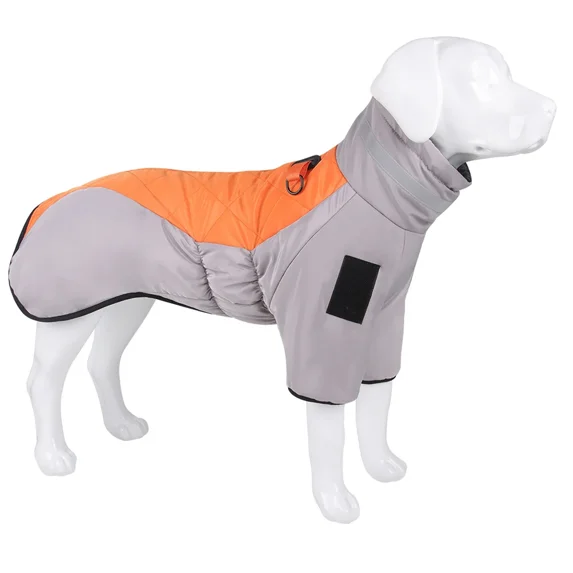 Big Dog Jacket Winter Warm Dog Clothes for Medium Large Dogs Waterproof Pet Coat Labrador Costume Golden Retriever Vest Overalls (Orange,2XL)