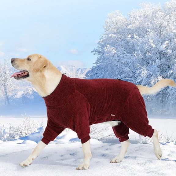 Big Dog Winter Thickened Warm Jumpsuit, Four Legged Full Body Cold Protection Suit, Double Sided Polyester Padded Coat Design, Outdoor Indoor Large Dog Clothing Outfit