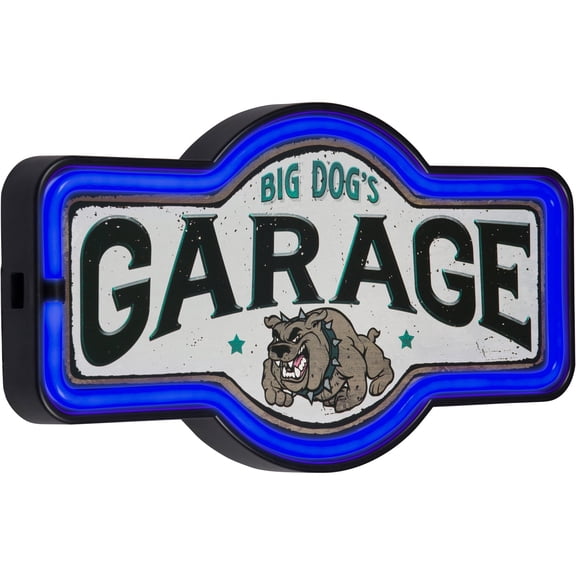 Big Dogs Garage LED Neon Sign Vintage Inspired Retro Wall Decor for the Home, Game Room, Bar, or Man Cave (17 x 9.5 x 2)