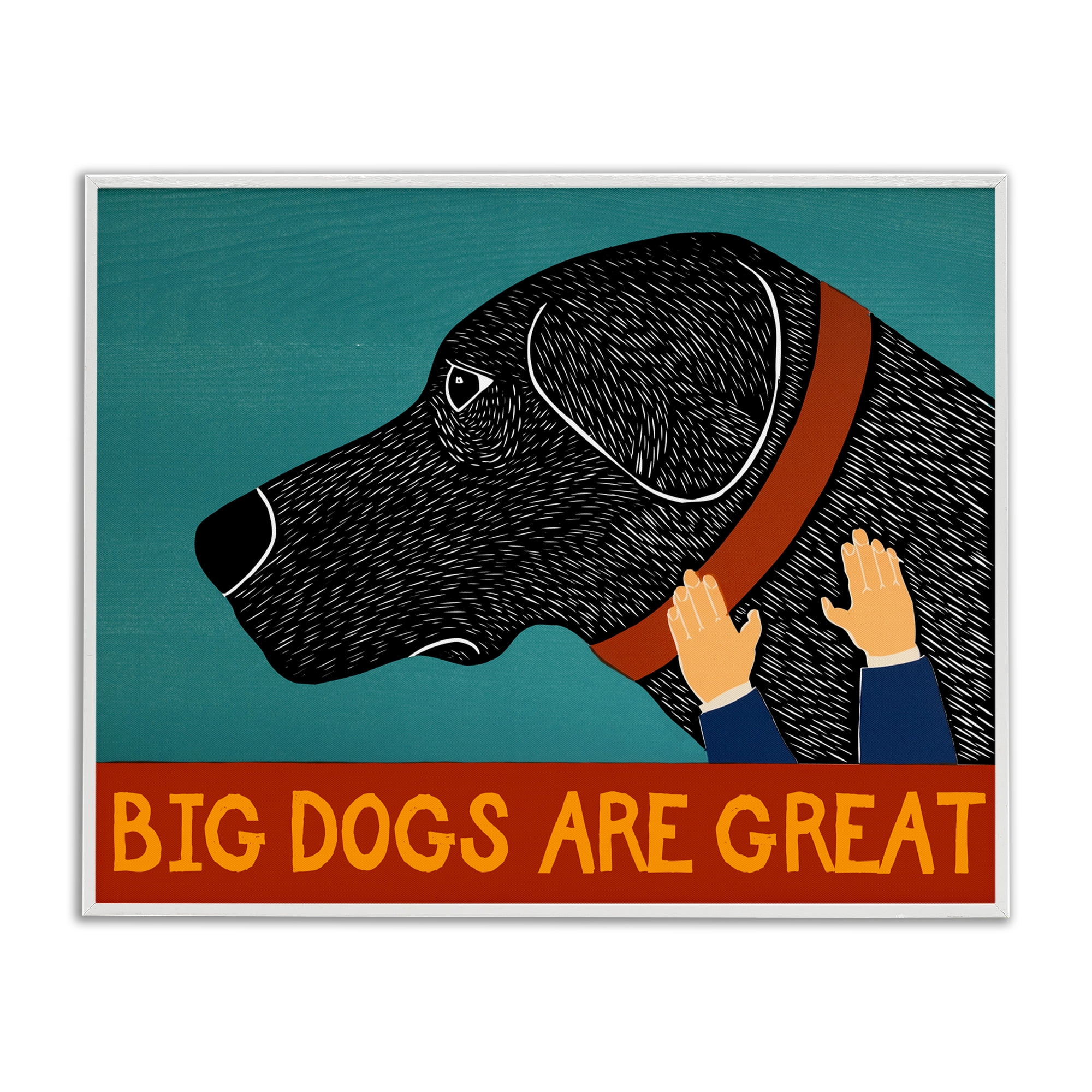 Big Dogs Are Great White Framed Giclee Art, design by Stephen Huneck