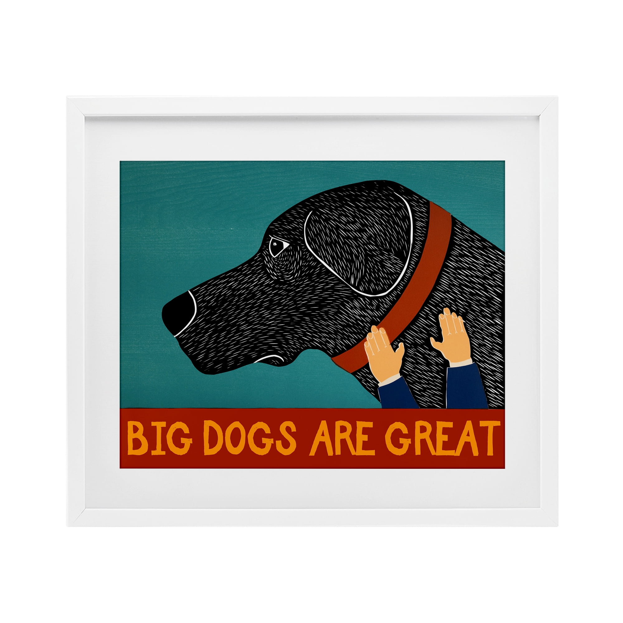 Big Dogs Are Great White Framed Print Under Glass, design by Stephen Huneck