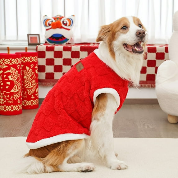 Big Dogs Clothes Winter Warm Sweater S-6XL Size Pet Clothing Dog Coats Sweatshirt Puppy Pullover Vest Red XS