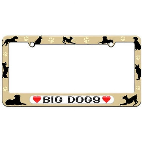 Big Dogs Love with Hearts License Plate Tag Frame, Multiple Colors