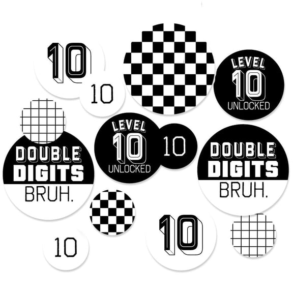 Big Dot of Happiness 10th Birthday Bruh Large Confetti, Double Digits Boy Birthday Party Table Decorations, Giant Funny Confetti Centerpiece - 27 Count Circles