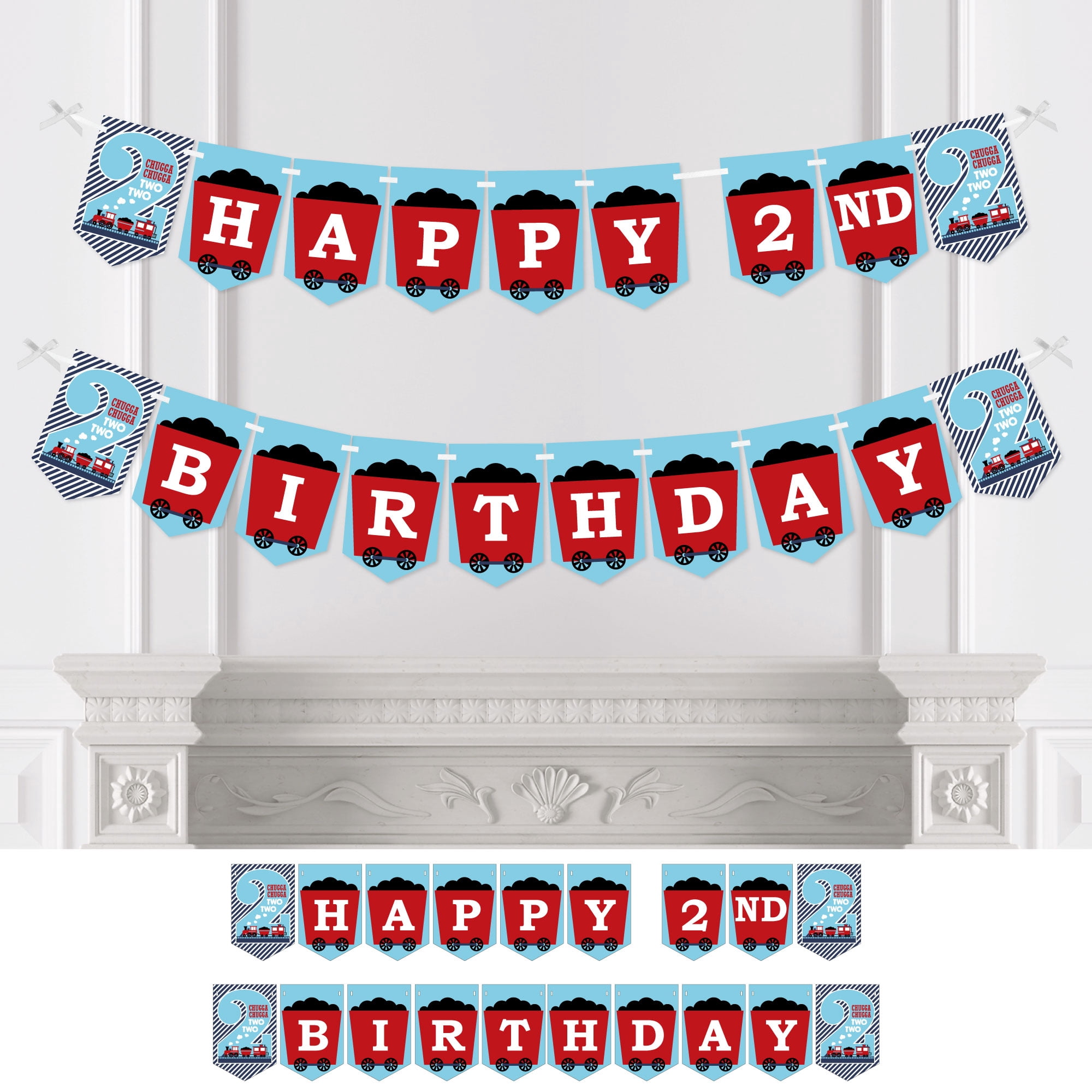 Two Much Fun Girl 2nd Birthday High Chair Banner - Pink Scalloped Circle Garland For Cake Smash Photos - View #3