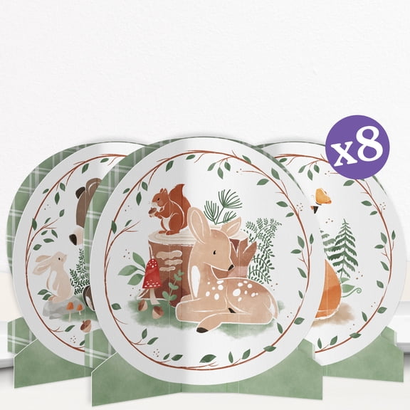 Big Dot of Happiness 3D Woodland Animals Centerpiece Table Decorations, Assorted Set of Freestanding Forest Baby Shower or Birthday Party Centerpieces - 8 Count