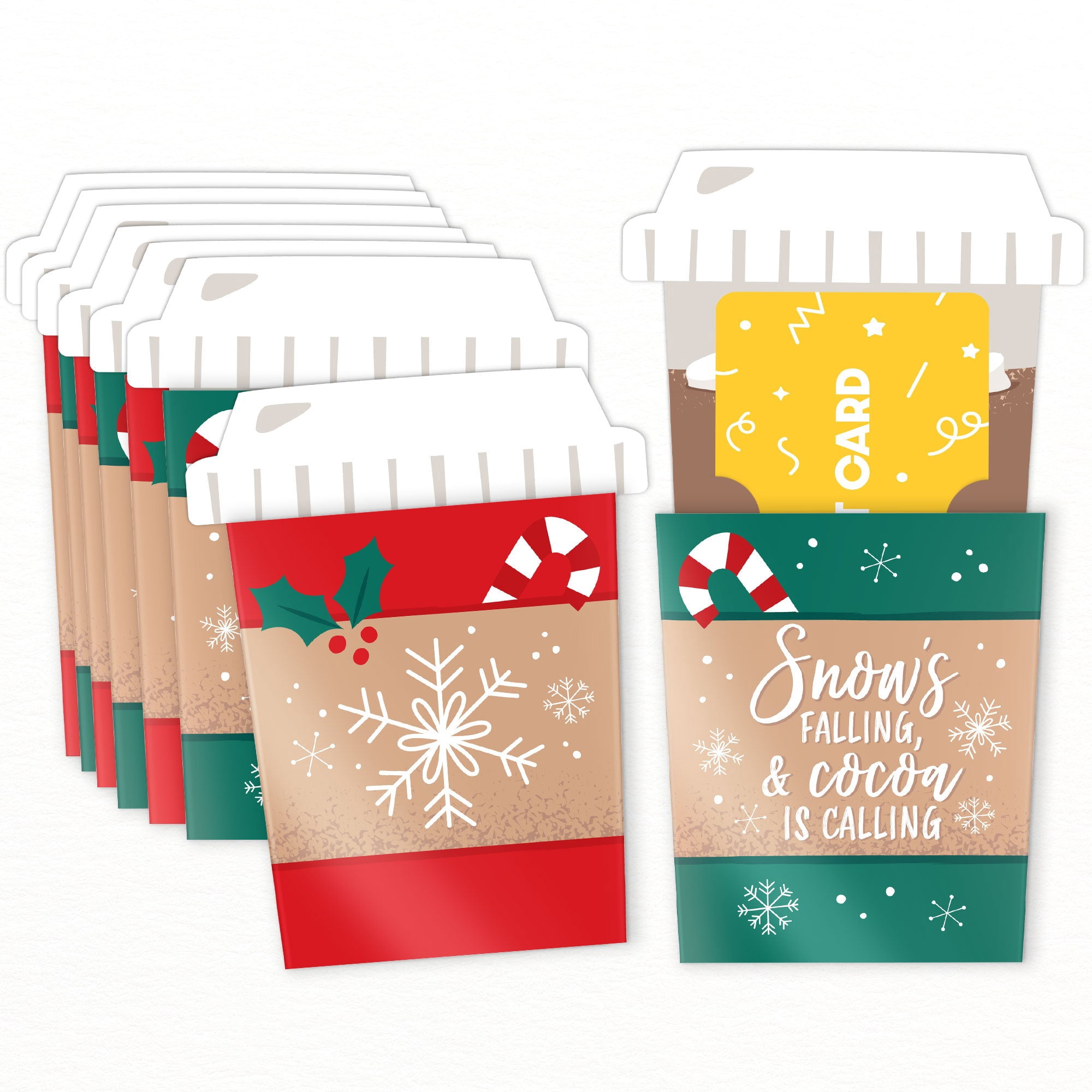 Big Dot of Happiness Assorted Hot Cocoa Coffee Cup Gift Card Holders ...