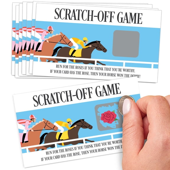 Big Dot of Happiness Derby Horse Race Scratch-Off Cards Game, Fun Derby Day Party Activity for Kentucky Horse Racing Decorations Themed Event, Track-Themed Party Scratchers - 22 Count
