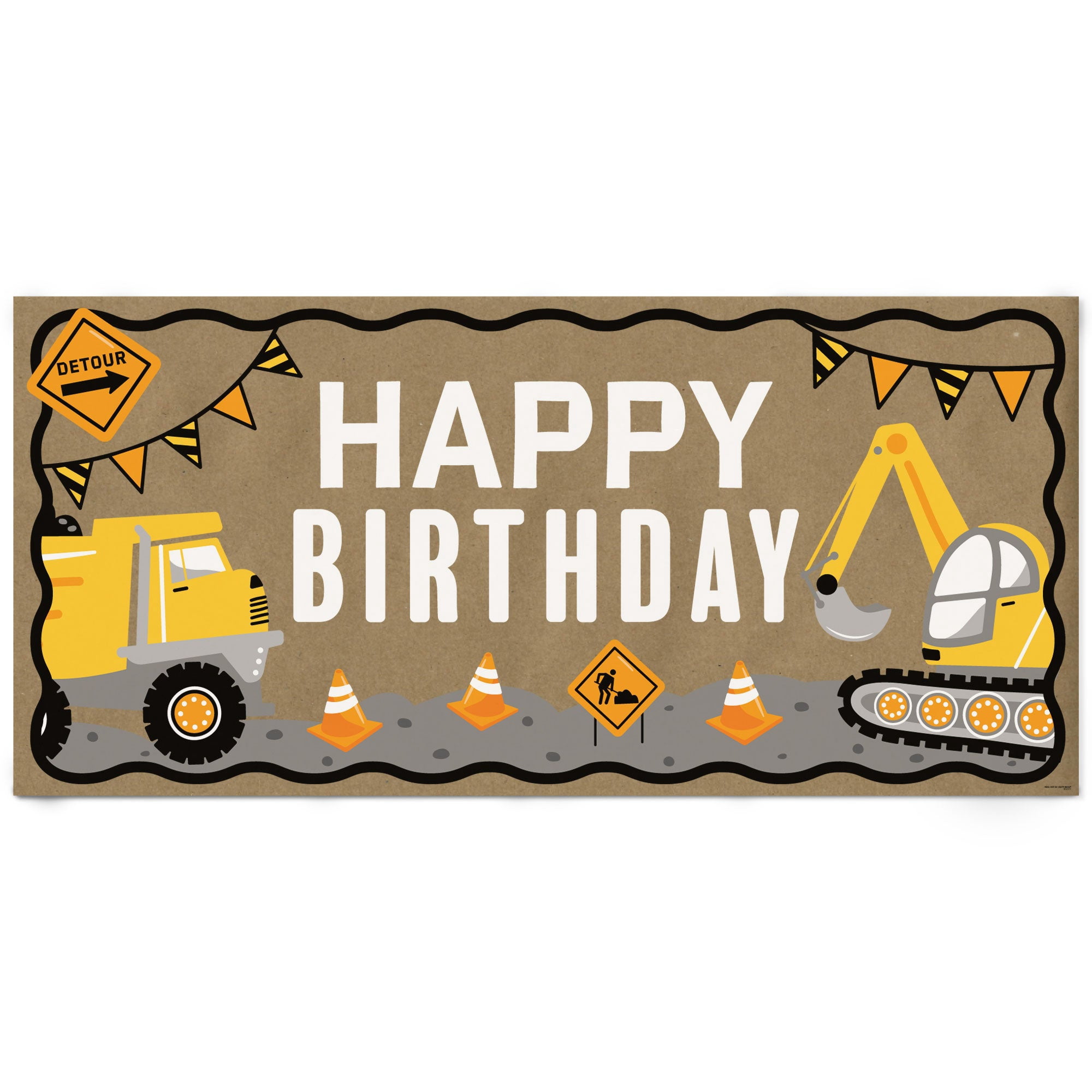 Big Dot of Happiness Dig It - Construction Kraft Paper Banner, Construction Truck Happy Birthday Party Banner, Printed Brown Paper Party Sign Decoration – 1 Count