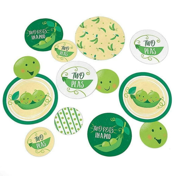 Big Dot of Happiness Double the Fun - Twins Two Peas in a Pod - Baby Shower Giant Circle Confetti - 1st Birthday Party Dcor - Large Confetti 27 Count