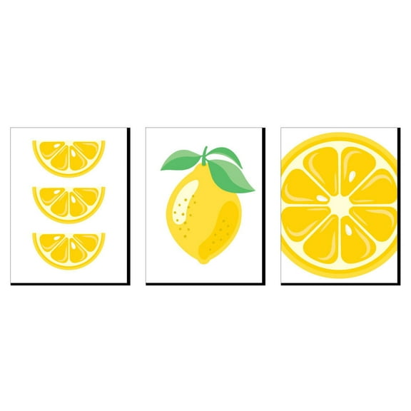 Big Dot of Happiness So Fresh - Lemon - Citrus Lemonade Kitchen Wall Art, Nursery Decor and Restaurant Decorations - 7.5 x 10 inches - Set of 3 Prints