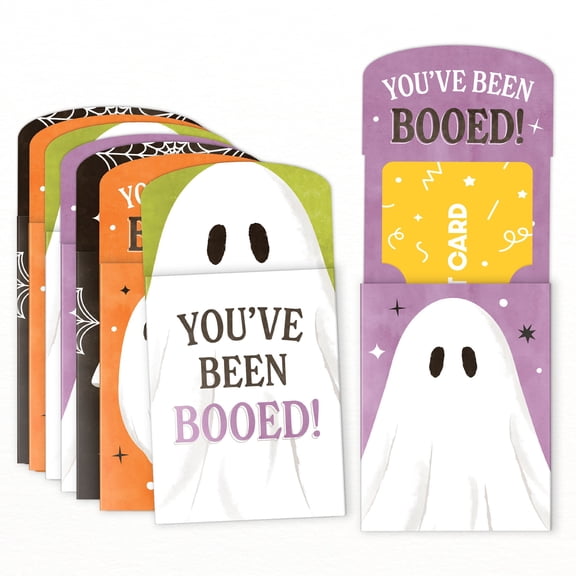 Big Dot of Happiness Ghostly You've Been Booed Gift Card Holders with Envelopes, Neighbors & Coworkers Surprise Halloween Gift Card Sleeves Cash Money Holders, Nifty Gifty Assorted Pack, Set of 8