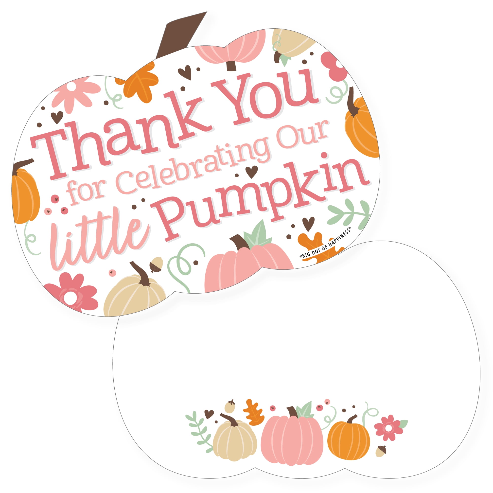 Big Dot of Happiness Girl Little Pumpkin - Shaped Thank You Cards ...