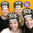 thumbnail image 1 of Big Dot of Happiness Hello New Year's Eve Party Headbands, 2026 New Years Resolution Party Hats, New Year Party Favors, 2026 NYE Party Decorations, Black, Gold, Set of 16, 1 of 5