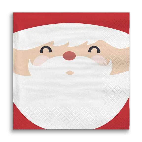 Big Dot of Happiness Jolly Santa Claus Napkins, Funny Christmas Party Decor of Santa's Face, White 3-Ply Paper Luncheon Dinner Holiday Napkins - 24 Count