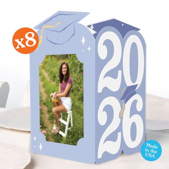 Big Dot of Happiness Light Purple 2026 Graduation Photo Holder Centerpieces, 4x6 Picture Display Box, Table Decoration Centerpiece for Lavender Grad Party Decor, 8 Count