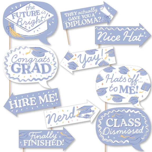 Big Dot of Happiness Light Purple Graduation Props for Photoshoot 2026, Set of High School Senior Photo Booth Props for Pictures and Graduation Party Decorations - 20 Count