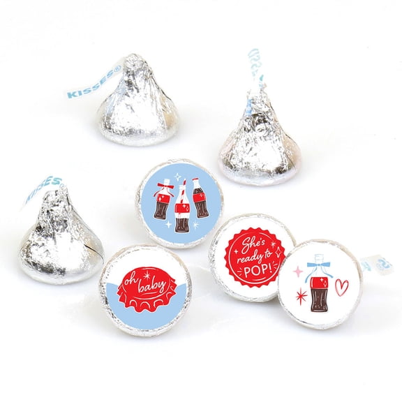 Big Dot of Happiness Mini She's Ready to Pop Stickers, Retro 50s-Themed Soda Pop Party Round Candy Sticker Favors - Small Labels Fit Chocolate Candy (1 Sheet of 108)