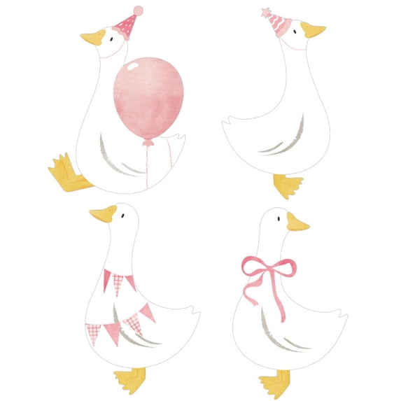 Big Dot of Happiness One Silly Goose Pink Party Paper Cutouts, Double-Sided Goose-Shaped Decorations, DIY Girl 1st Birthday Party Essentials - Set of 20