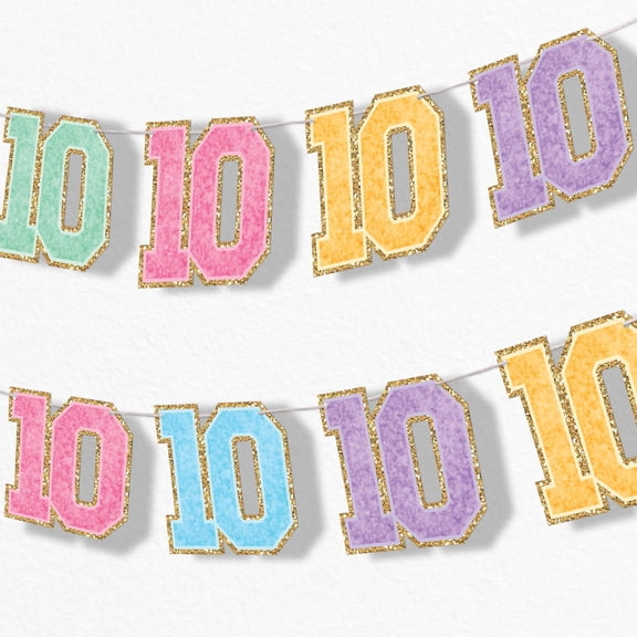 Big Dot of Happiness Preppy 10th Birthday Girl Garland Banner, Hello Double Digits Birthday Party Decorations Banner Backdrop, 30 Feet of Cord, 15 Double-Sided Age 10 Pieces